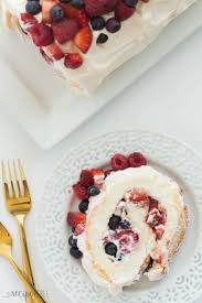 This Triple Berry Angel Food Cake Roll Is An Easy Red White And Blue Dessert Or Angel Food Cake Desserts Angel Food Cake Mix Recipes Angle Food Cake Recipes