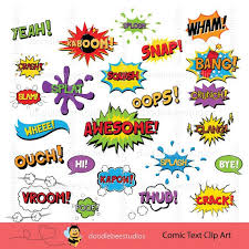 Comic Book Clipart Superhero Text Clipart Comic Text Clip Etsy