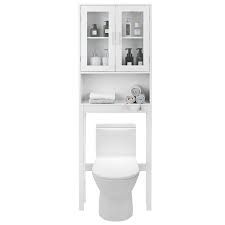 Homfa bathroom wall cabinet, over the toilet space saver storage cabinet kitchen medicine cabinet doule door cupboard with zenstyle over the toilet storage cabinet wood bathroom spacesaver storage organizer with adjustable shelves,cubby and tempered glass door, soft white. Wooden Over The Toilet Storage Cabinet Spacesaver Organizer Tower Rack Bathroom Bath Caddies Storage Home Garden Worldenergy Ae