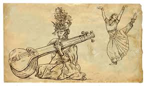 Dances performed in india are said to have their origins in dances and rituals of the period of the vedas, which date back to around 1000 b.c. Indian Beauty Playing The Tanpura And The Other Beauty Dancing Royalty Free Cliparts Vectors And Stock Illustration Image 20442713