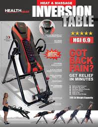 Of inversion, making sure that main frame does not strike front frame at any time during use, as shown in illustrations on page 12. Health Gear Hgi 6 9 Full Back Heat And Massage Inversion Table Extreme Products Group Extreme Products Group