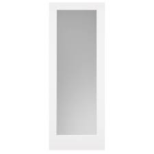 Masonite 36 In X 84 In Primed White 1 Lite Frost Solid Wood Interior Barn Door Slab 82253 Interior Barn Doors Masonite Interior Doors Sliding Door Hardware