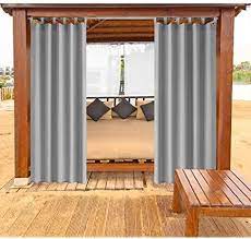 chadmade rideau exterieur impermeable beige 132w x 244l cm rideau a oeillets pour facade avant de pergola decoration maison rideau exterieur rideaux oeillets