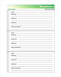8 Blank Vocabulary Worksheet Templates Free Word Pdf
