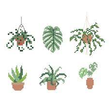 All 6 Plants Pattern Aloe Vera Potted Plant Succulent Ivy Spider Monstera Fern Cross Stitch Pattern Instant Download Plant Pattern Cross Stitch Patterns Cross Stitch