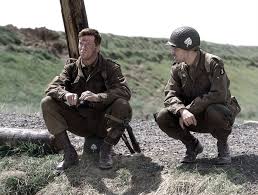 War - Actors Damian Lewis (as Richard Winters) and Ron Livingston ...