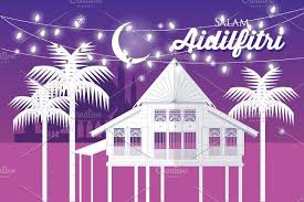 Hari Raya Greeting Template Vector