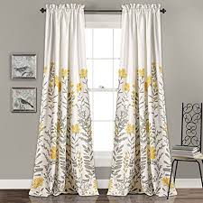 Boho curtains living room curtain bedroom ethnic tassel window treatment drapes. Amazon Com Lush Decor 16t001634 Aprile Room Darkening Curtains Floral Leaf Design Window Panel Drapes Set For Living Dining Bedroom Pair 84 X 52 Yellow And Gray 2 Count Home Kitchen