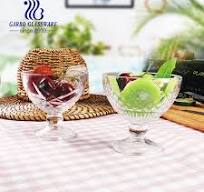 Factory 4 Inch Glass Dessert Ice Cream Cup with 4 Mixed Designs