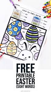 Set page margins to zero if you have trouble fitting the template on one page (file, page setup or file, printer setup in most browsers). Easter Coloring Pages Free Sight Words Printable For Kids April Golightly
