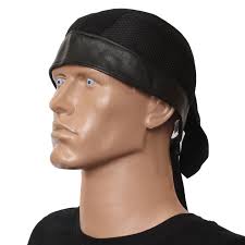 Бандана кожаная All State Leather со вставками из сетки и ткани черного  цвета (AL3230)