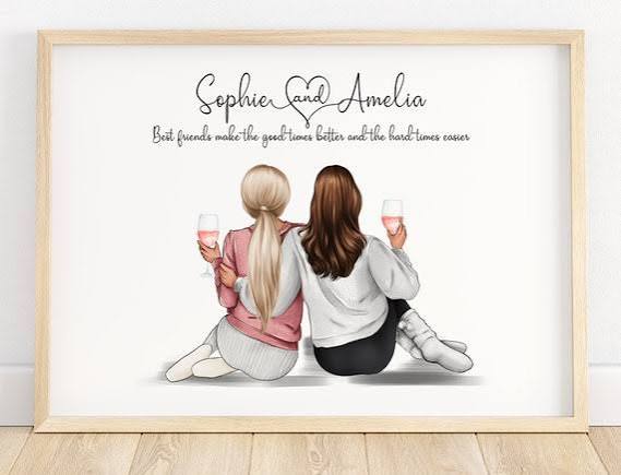 Best Friend Print, Friendship Gift, Best Friend Gift, Friendship  Illustration, Bestie Picture, Bff Gifts Girls, Gift for Friends Woman - Etsy