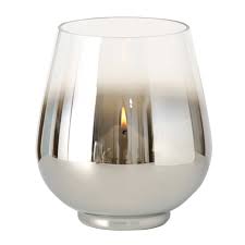 This large candle holder has a clear glass tapered shade attached to a square wood base in a. Large Silver Ombre Candle Holder Candles And Holders Accessories