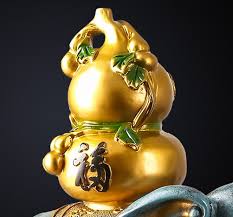 楽天市場 置物 背中に縁起物を乗せたゾウ 神秘的なブルー ゴールド 瓢箪 モノッコ