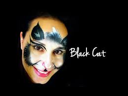 Instructions apply a small amount of white face paint to the upper lip with the wedge applicator. Black Cat Face Painting Tutorial Youtube