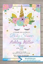 Unicorn Baby Shower Invitation Unicorn Baby Shower Custom Invitatio Unicorn Baby Shower Baby Shower Invitations Elephant Baby Shower Invitations