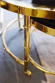Gwg outlet reed 2 drawer side table in black metal ls20reed2stw. Round Set Side Table Gold Finish With Black Glass Top For Sale At 1stdibs
