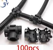 100 Pieces Of Wire Harness Corrugated Pipe Three-way Joint Hose PA66 Nylon  Openable Automotive Wiring Harness T-type Shunt Card - AliExpress 13