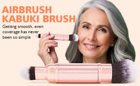 Amazon.com: Retractable Airbrush Kabuki Brush for All Face Makeup &  Foundation for Liquid, Cream and Powder Face Makeup, Dual-Ended Brush for  Precision Natural Beautiful Look, With Aluminum Handle- Rose Gold : Beauty