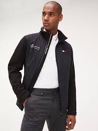 Mercedes Benz Logo Zip Thru Jacket Black Tommy Hilfiger Winter Jacket Men Tommy Hilfiger Outerwear Jackets