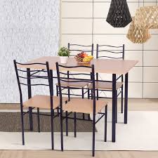 Add to compare compare now. Buy Giantex Modern 5 Piece Dining Table Set With 4 Chairs Metal Frame Wood Like Tabletop Kitchen Furniture Retangular Table Chair Sets For Dining Room Beech Wood Online In Indonesia B07gwgyx71