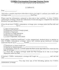 Cobra Continuation Coverage Election Notice Template Download From Human Resources Policies And Procedures