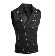Mens Black Color Leather Vest Men Sleeve Less Leather Biker Jacket Faux Leather Vest Black Leather Vest Sleeveless Vest Jacket