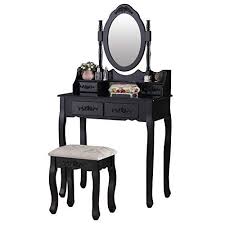 Get set for black dressing table in furniture, bedroom furniture, dressing tables at argos. Mecor Black Dressing Table Vanity Table With 4 Drawers Makeup Dressing Table With Mirror And Stool Bedroom Furniture Buy Online In Aruba At Aruba Desertcart Com Productid 53622731