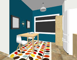 I believe transitional colors that have that almost 50/50 balance is where the color magic happens on a wall. Teal Kitchen Orla Kiely Rug Teal Kitchen Apartment Living Home