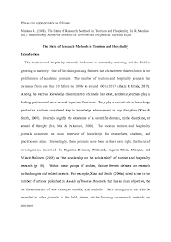 Methodology research paper example is a useful tool for writing a research because it demonstrates the principles of structuring the research methodology section.essay samples. Doc The State Of Research Methods In Tourism And Hospitality Robin Nunkoo Ph D Academia Edu