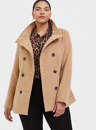Guess double breasted wool pea coat. Plus Size Beige Double Breasted Peacoat Torrid
