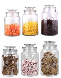 Canisters And Jars 20654 Home Basics New Clear Glass 3piece Decorative Cookie Candy Jar Set Canister Food Buy It Now Onl Home Basics Glass Canister Set Jar