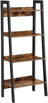 Amazon Com Vasagle Ladder Shelf 4 Tier Home Office Bookshelf Freestanding Storage Shelves For Living Ro In 2020 Freestanding Storage Office Bookshelves Bookshelves