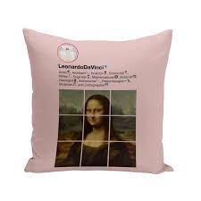 Pink cushion cover 40x40 cm leonard de vinci the mona lisa social networks  painting pai... price in Kuwait