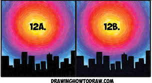 How To Draw Or Paint Sunset With Black City Silhouette Cityscape Easy Step By Step With Colored Pencils Pastels Acrylics Or Markers How To Draw Step By Step Drawing Tutorials Вертикальный пылесос bosch unlimited serie 8 bbs1114 white/black. city silhouette cityscape easy step