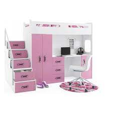 Lit mezzanine fille avec rangement / comment choisir un lit avec rangements : Lit Mezzanine Fille Avec Placard Et Bureau Rose Cdiscount