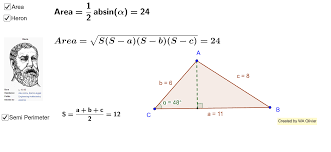Area Of Triangles Heron Formula Geogebra