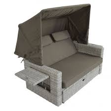 Polyrattan Sofa Outliv Belvi Loungebank Geflecht Beige Grau Mit Dach Polyrattan Sofa Lounge Gartensofa