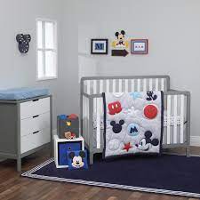 Disney Mickey Mouse 3 Piece Nursery Crib Bedding Set Blue Red Amazing Mickey Walmart Com