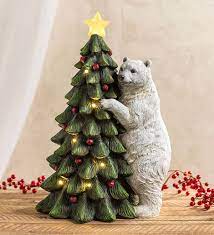 For more, see this website. Polar Bear With Christmas Tree Lighted Holiday Statue Wind And Weather