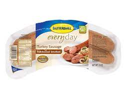 Turkey is distinguished by its white plumage and also a bare wattled neck and head. Turkey Dinner Sausage Butterball Turkey Turkey Sausage Smoked Turkey
