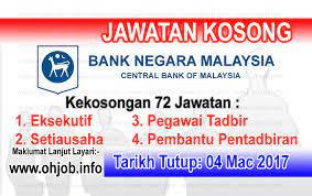 Jika anda sedang mencari kerja kosong 2019 maka anda berada di laman web yang betul. Jawatan Kosong Bank Negara Malaysia Bnm 04 Mac 2017 Jawatan Kosong Kerajaan Swasta Terkini Malaysia 2021 2022