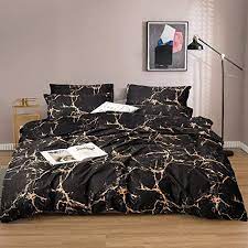 This bedroom set includes two nightstands and a dresser, both of which are made in the same style. Buy Jumeey Marble Comforter Queen Black And Gold Bedding Set Full Size Orange Yellow Black Comforter Sets Cotton Women Men Teen Boys Marble Bedding Sets Queen Girls Abstract Black Bed Comforter Full