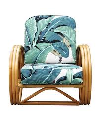 Restored 3 4 Round Pretzel Rattan Lounge Chair With Beverly Palms Cushions Rattan Lounge Chair Rattan Chair Rattan Furniture