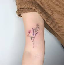 The Tattoo Trend That Combines Minimalism With The Best Part Of Spring Lavender Tattoo Small Tattoos Tattoo Style