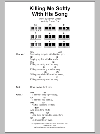 Killing Me Softly With His Song by The Fugees Piano Chords/Lyrics - Digital  Sheet Music