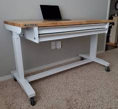 A small working table with great potential. Husky Work Bench From Home Depot Makes The Prefect Standing Desk Imgur