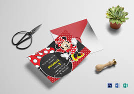 You also got beautiful yet so adorable semi circle border, minnie ears silhouette and her iconic pink bow hairclip, and last but not least, there will be some graphics or illustrations that inspired from her roles and parts in her cartoon movies. Rocking Minnie Mouse Birthday Invitation Card Design Template In Psd Word Publisher