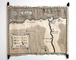 Map of Khandar on Handmade Scroll, The Thousand Names Map The Shadow Throne  Map 
