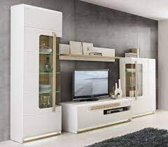 Badschrank 3 türen badezimmerschrank hochschrank badmöbel sonoma weiß 40cm. Wohnwand 290cm Anbauwand 4 Teilig Mit Tv Lowboard Weiss Sonoma Eiche Wohnwande Wohnzimmer Feldmann Wohnen Gmbh Online Shop